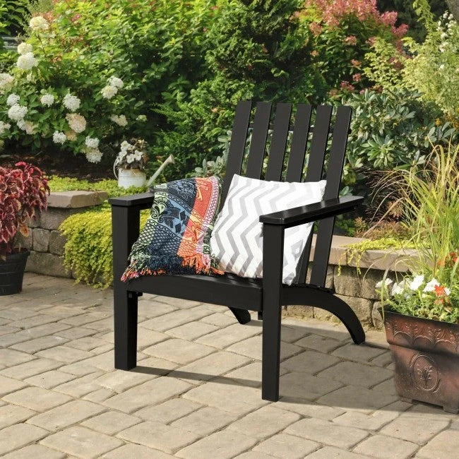Indoor/Outdoor Acacia Wood Adirondack Lounge Armchair - Black - Image 3