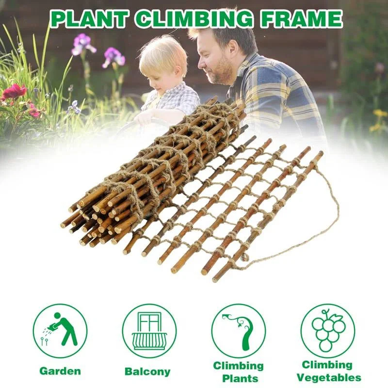 Indoor Outdoor Wall Hanging Willow Wood and Jute Garden Trellis - Image 3