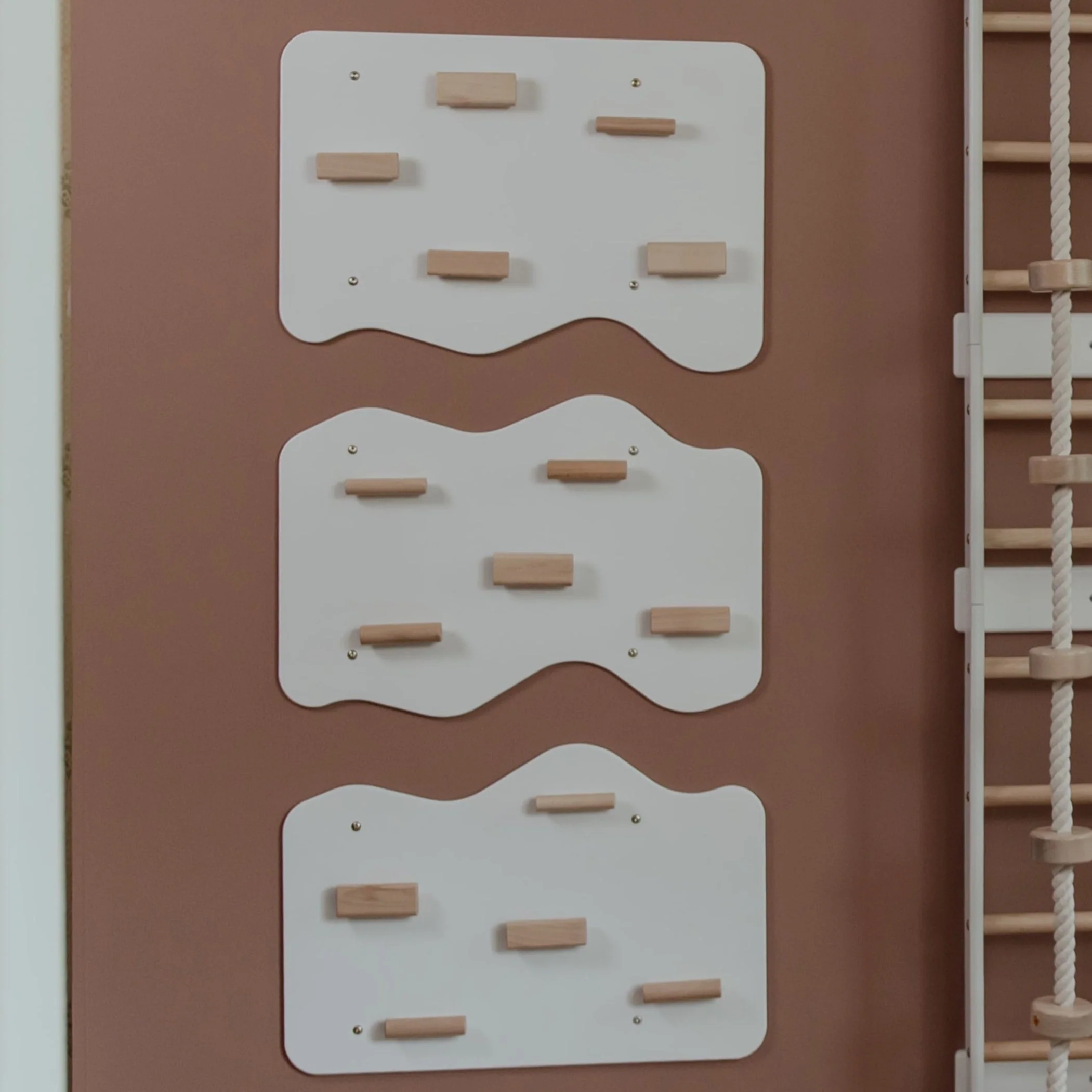 Indoor Rock Wall with Cloud-Shaped Panels & Wooden Climbing Holds for Kids 3-10 - Image 4