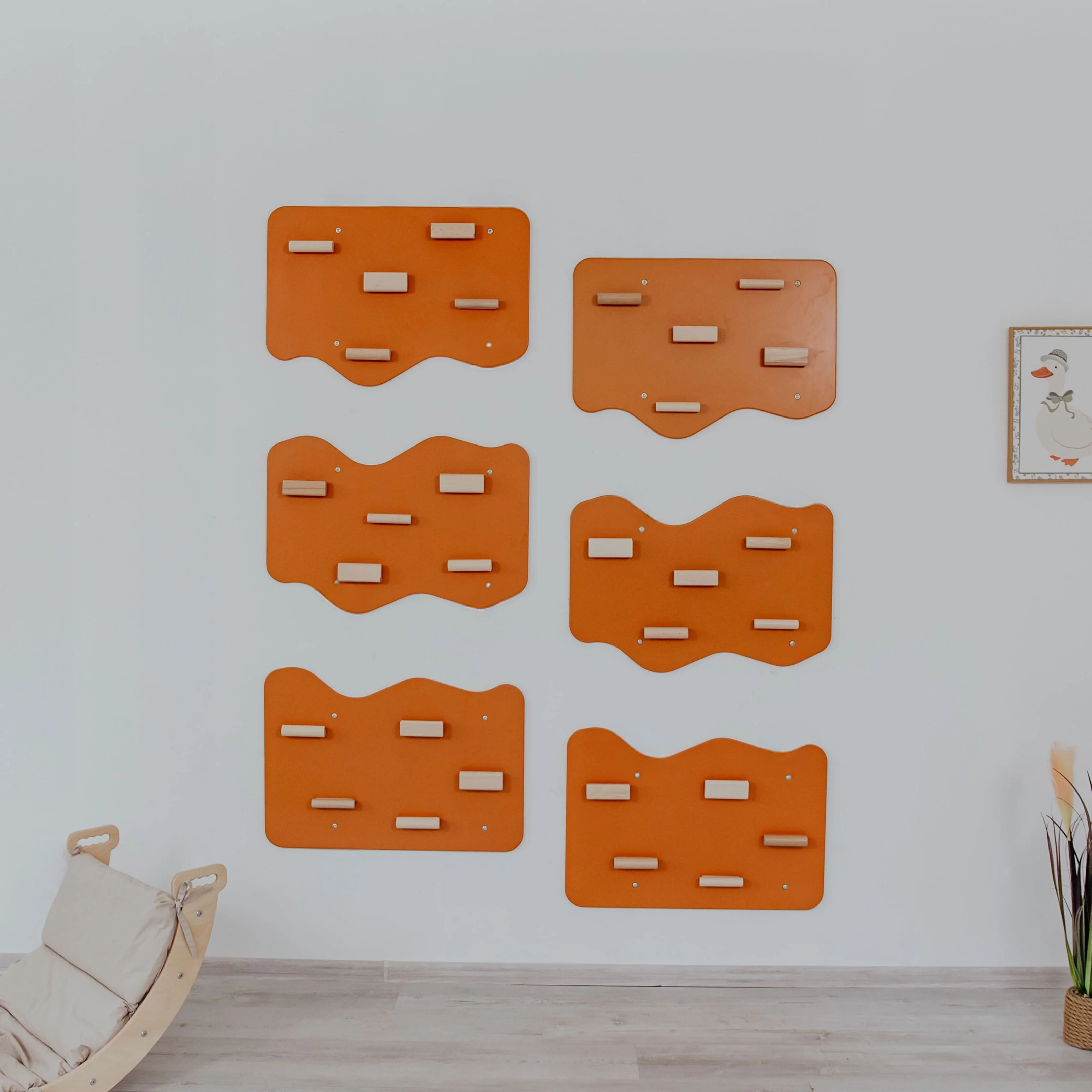 Indoor Rock Wall with Cloud-Shaped Panels & Wooden Climbing Holds for Kids 3-10 - Image 5