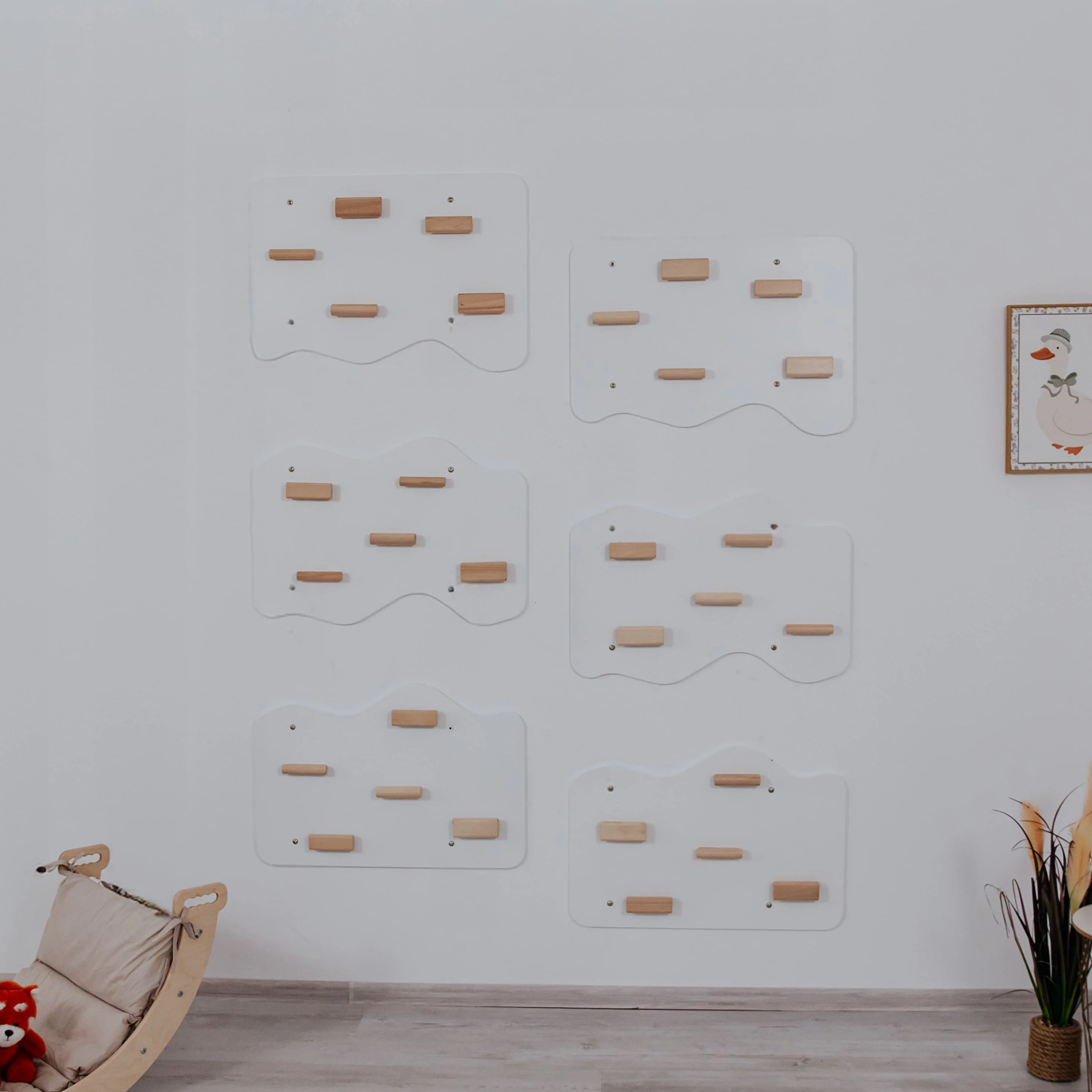 Indoor Rock Wall with Cloud-Shaped Panels & Wooden Climbing Holds for Kids 3-10 - Image 8