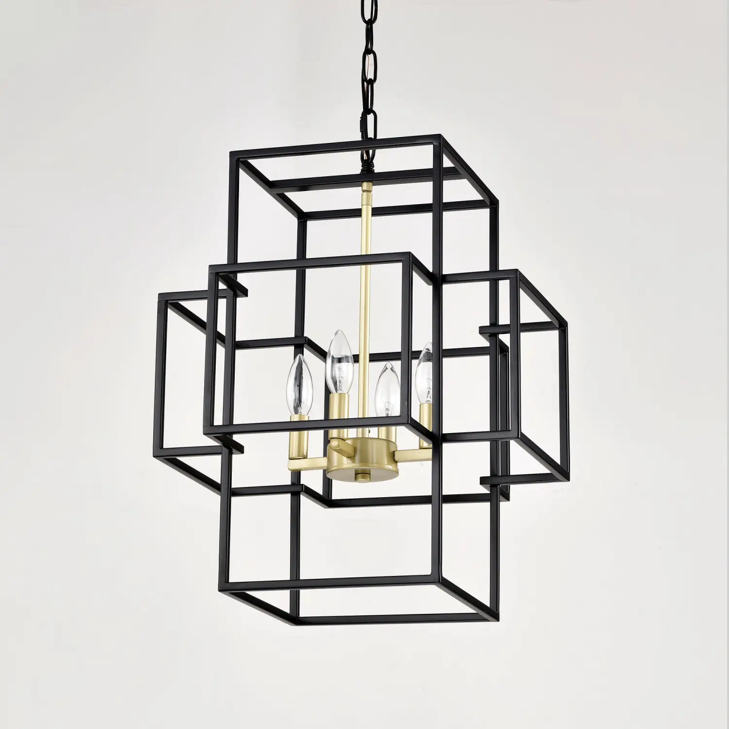 Industrial 4 Light Hanging Lights Black Lantern Pendant for Dining Room - Image 4