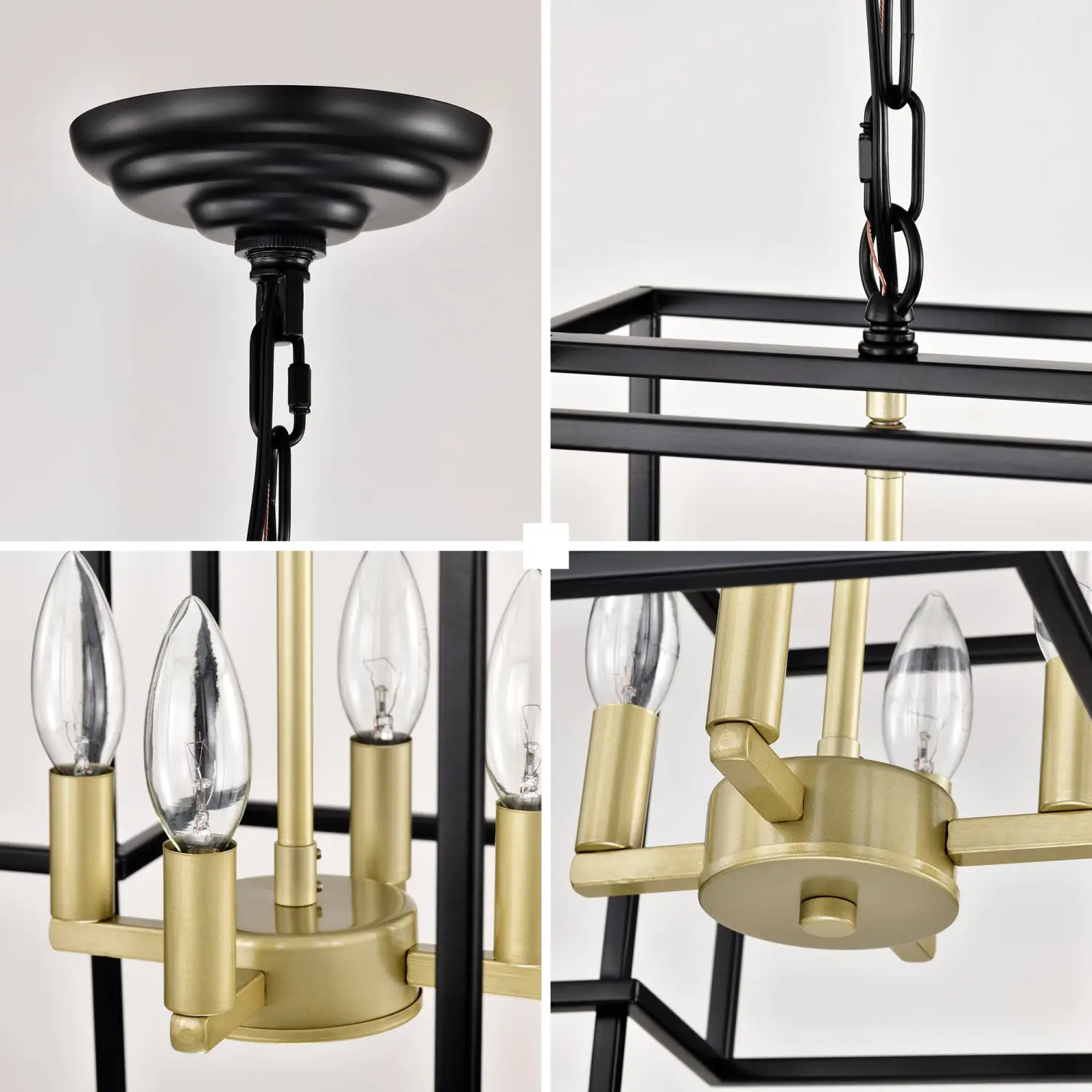 Industrial 4 Light Hanging Lights Black Lantern Pendant for Dining Room - Image 6