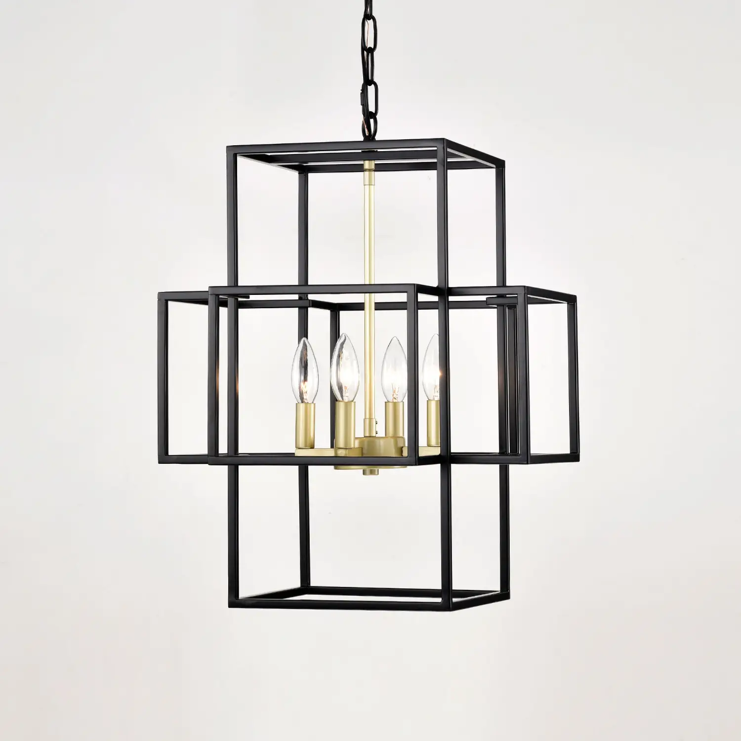 Industrial 4 Light Hanging Lights Black Lantern Pendant for Dining Room - Image 7