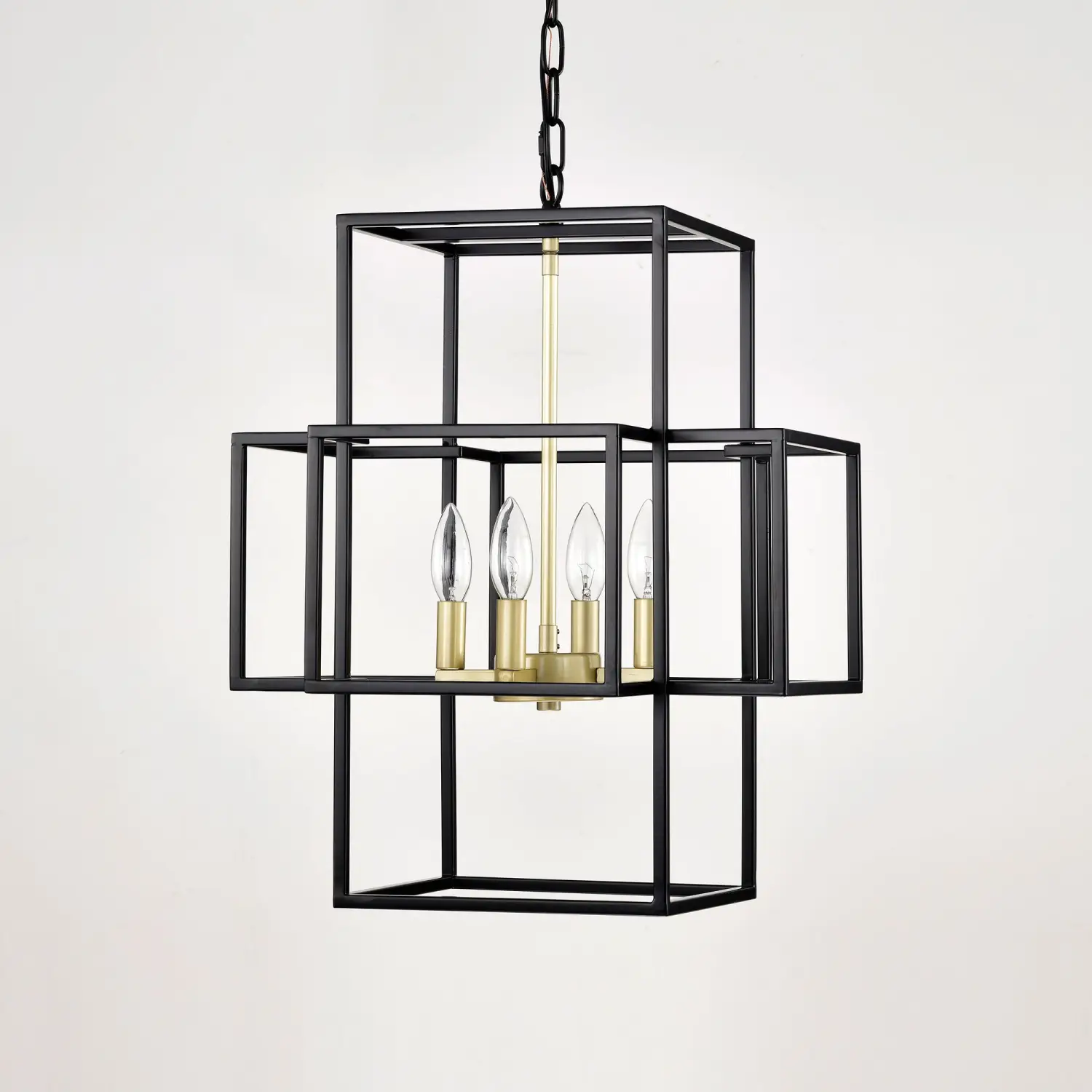 Industrial 4 Light Hanging Lights Black Lantern Pendant for Dining Room - Image 9