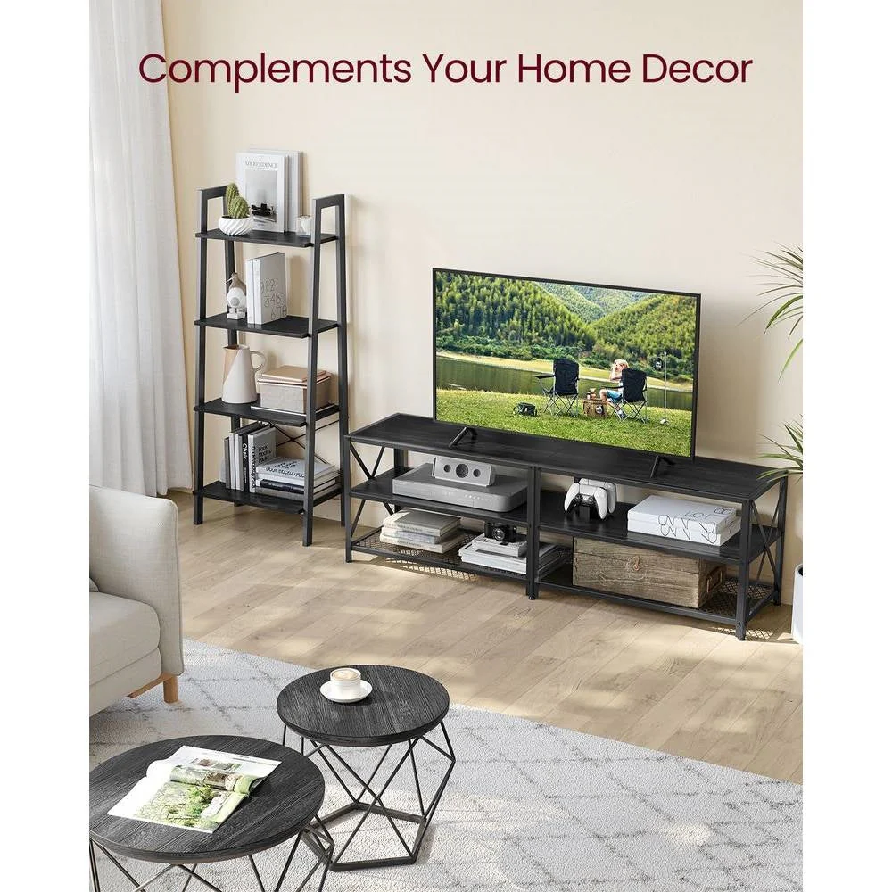 Industrial Black Metal Wood TV Stand Entertainment Center for TV up to 70-inch - Image 3