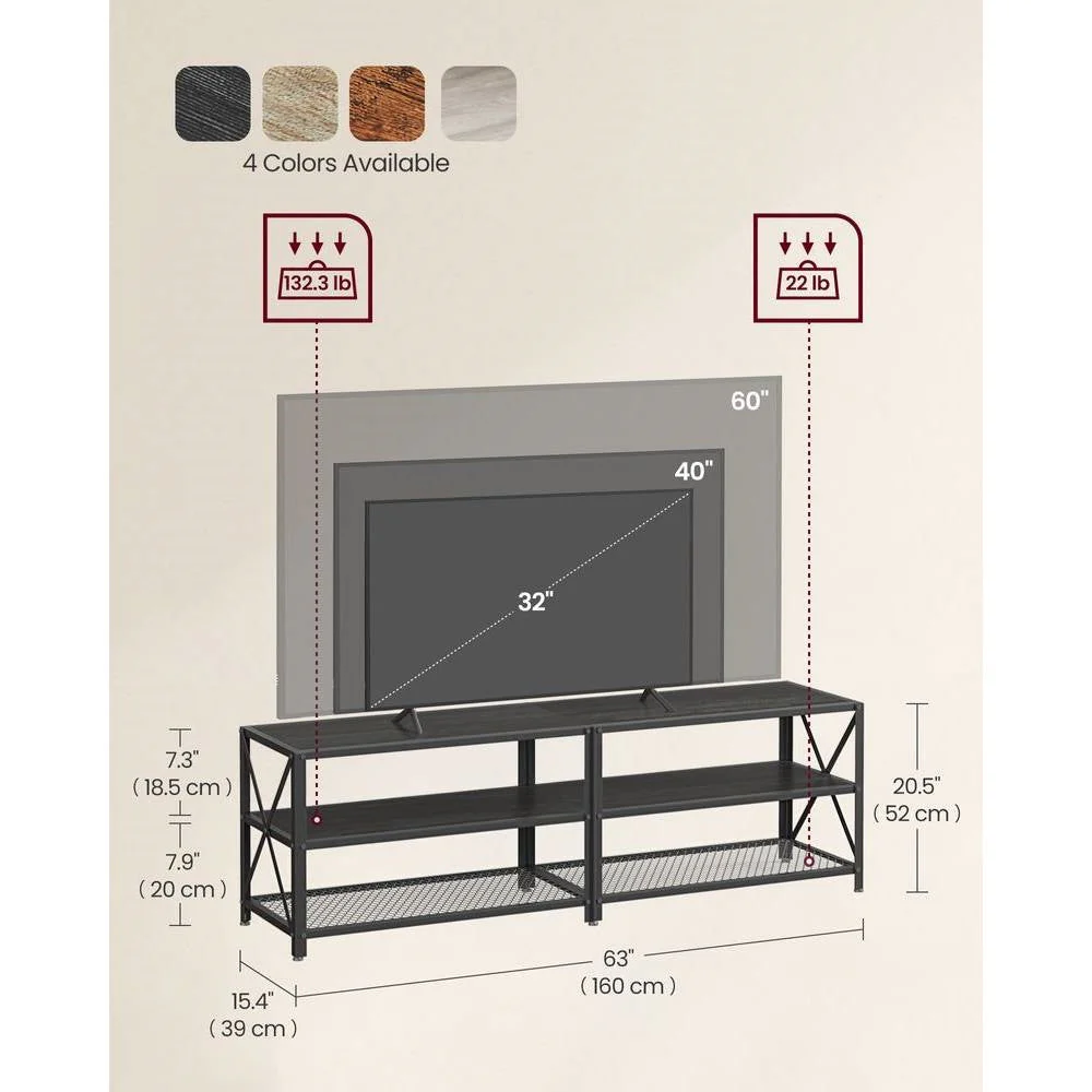 Industrial Black Metal Wood TV Stand Entertainment Center for TV up to 70-inch - Image 5