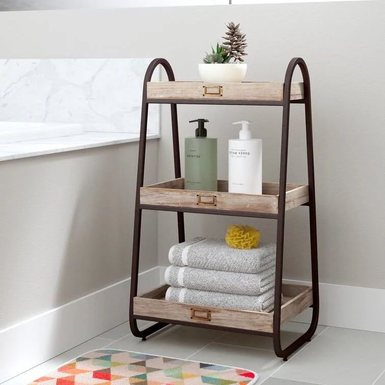 Industrial Freestanding 3-Tier Bathroom Storage Shelving Unit - Image 2