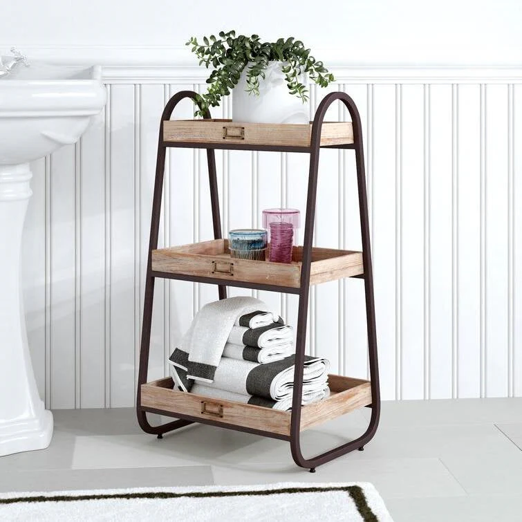 Industrial Freestanding 3-Tier Bathroom Storage Shelving Unit - Image 3