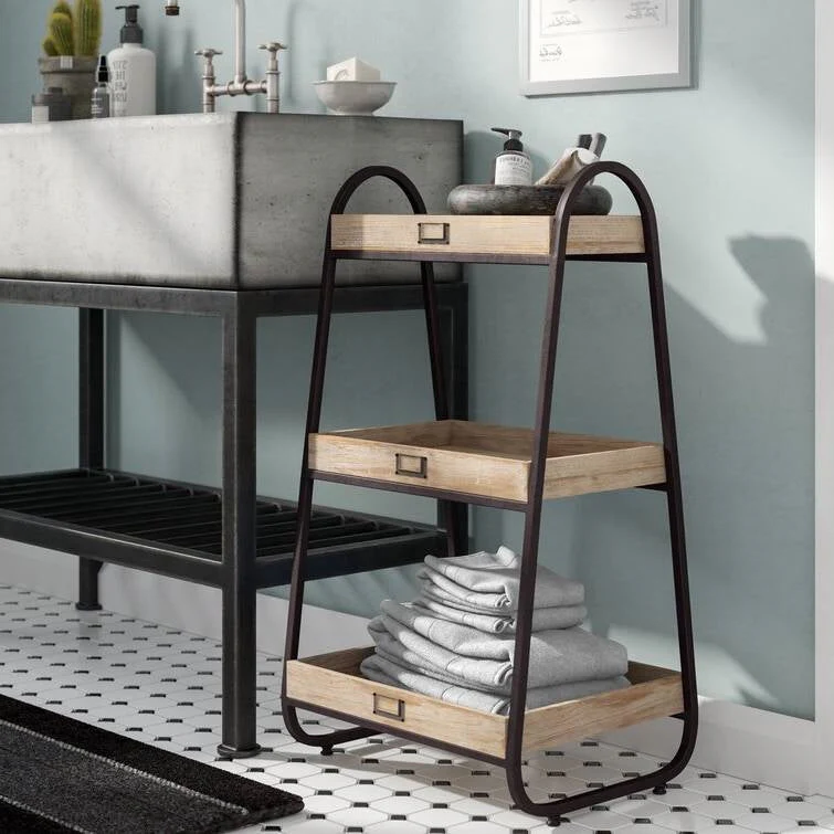 Industrial Freestanding 3-Tier Bathroom Storage Shelving Unit - Image 5