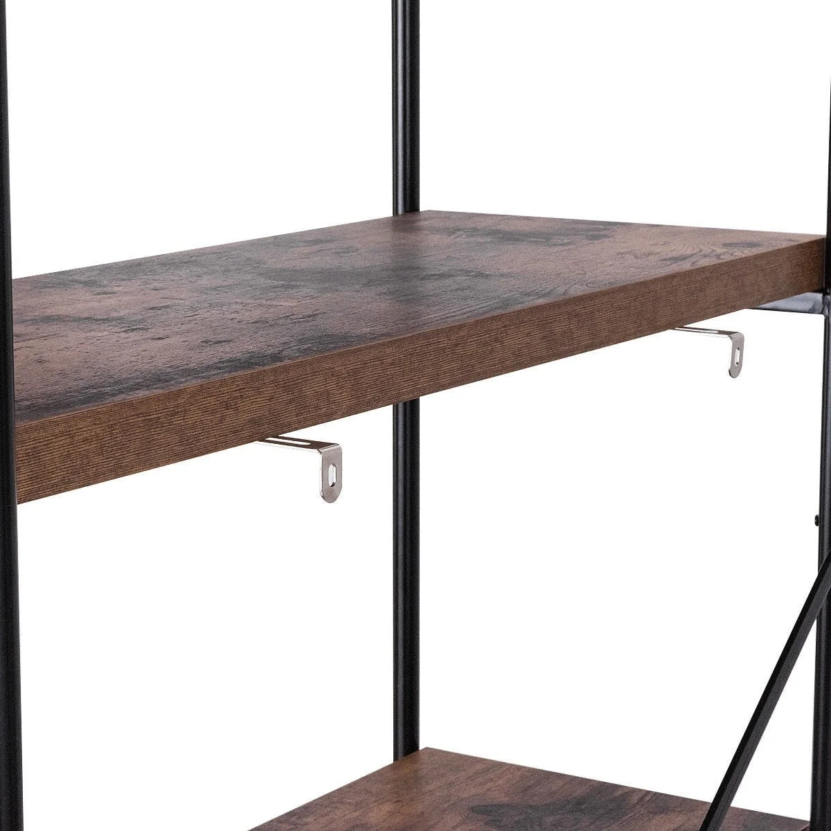 Industrial Metal Wood 5-Tier Bookcase Storage Rack Book Shelf - Image 5