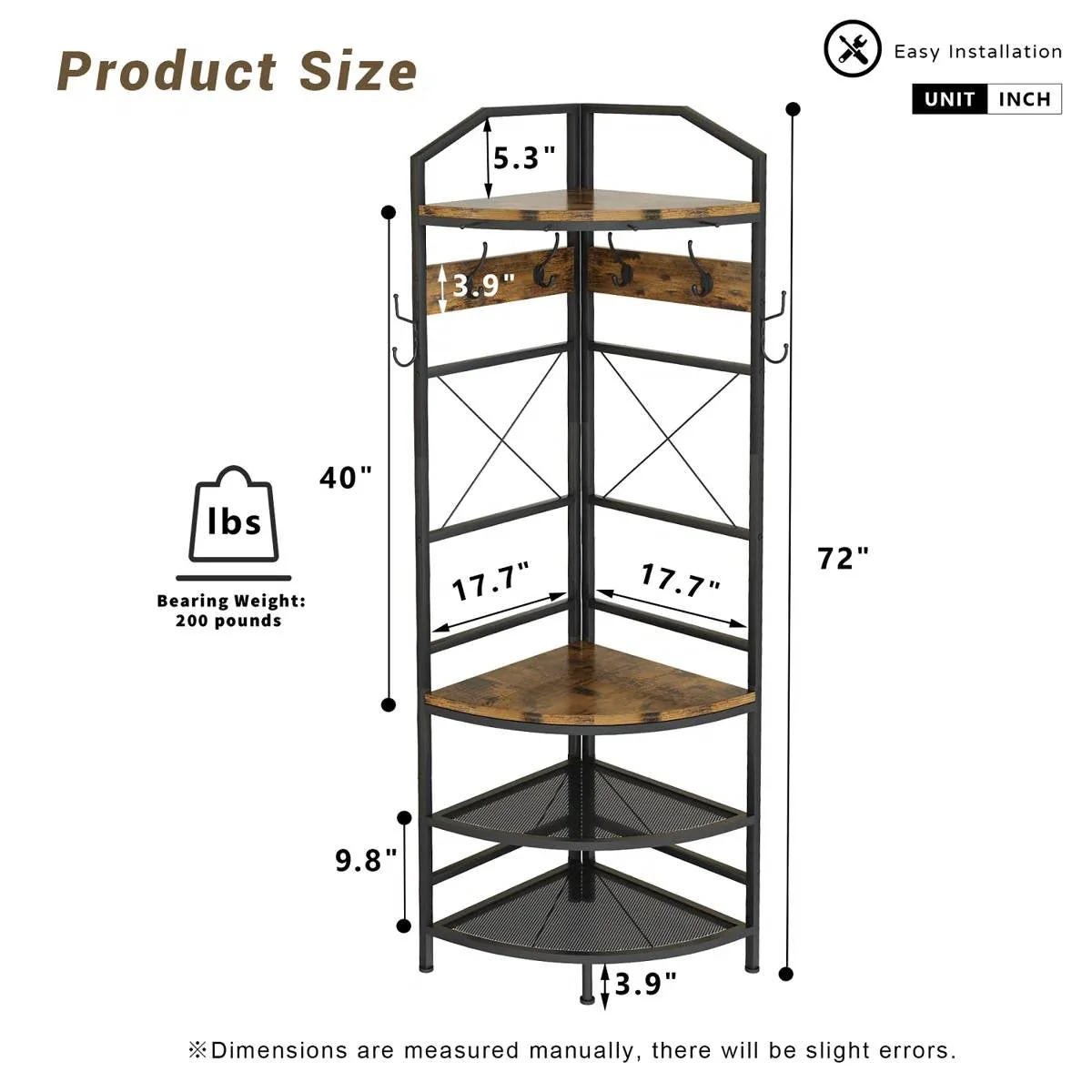 Industrial Metal/Wood Corner Hall Tree Shoe Storage Bench Coat Rack - Image 5