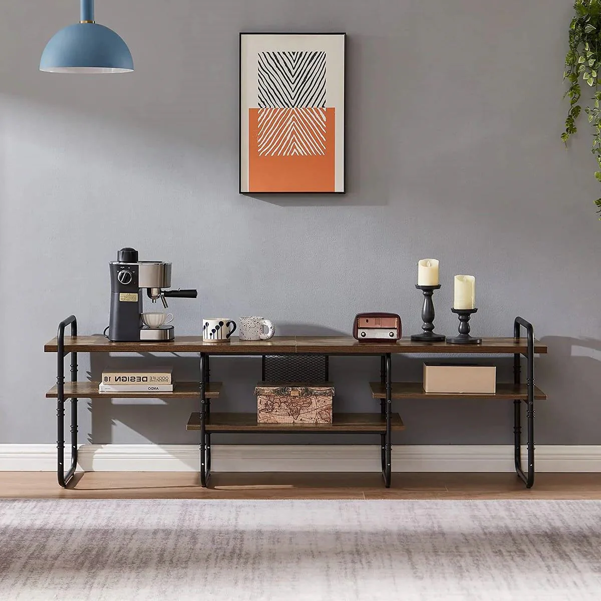Industrial Modern Metal Wood Entertainment Center TV Stand for TV up to 75-inch - Image 4