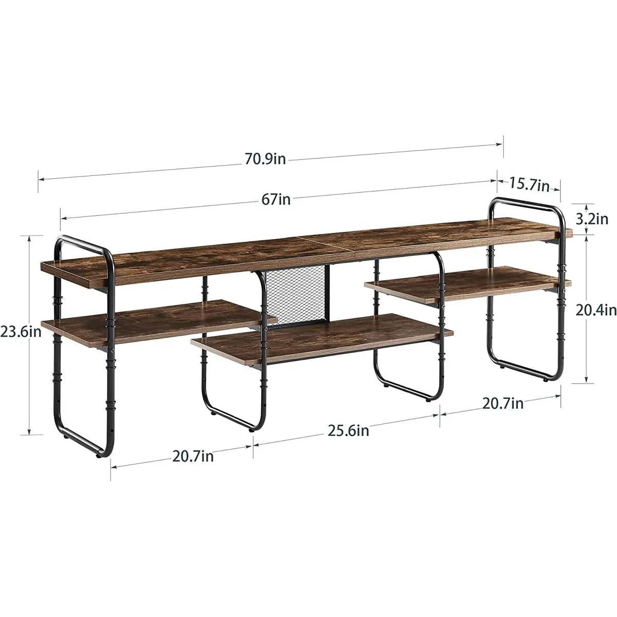 Industrial Modern Metal Wood Entertainment Center TV Stand for TV up to 75-inch - Image 5