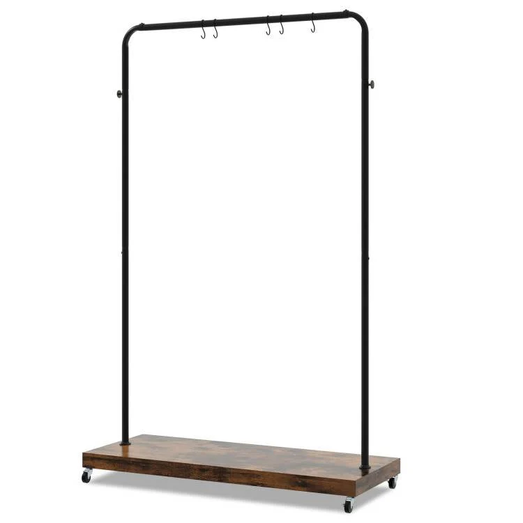 Industrial Style Heavy Duty Metal Pipe Clothes Garment Rack with Bottom Shelf - Image 3