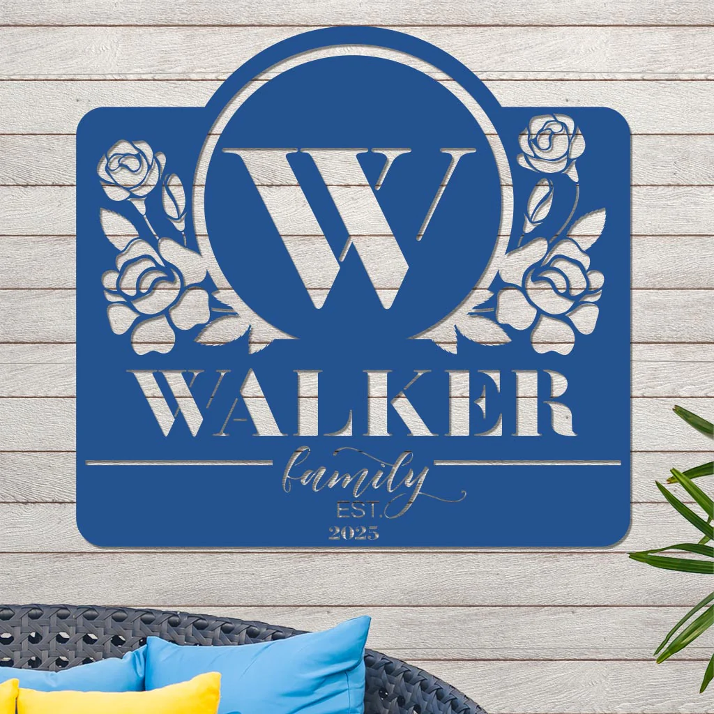 Initial Family Name and Established Year with Roses - Image 4