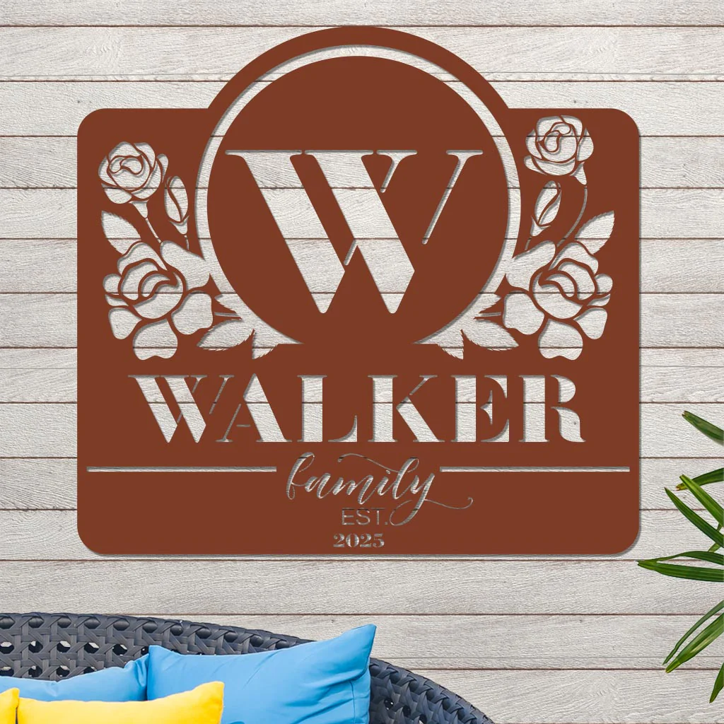 Initial Family Name and Established Year with Roses - Image 6
