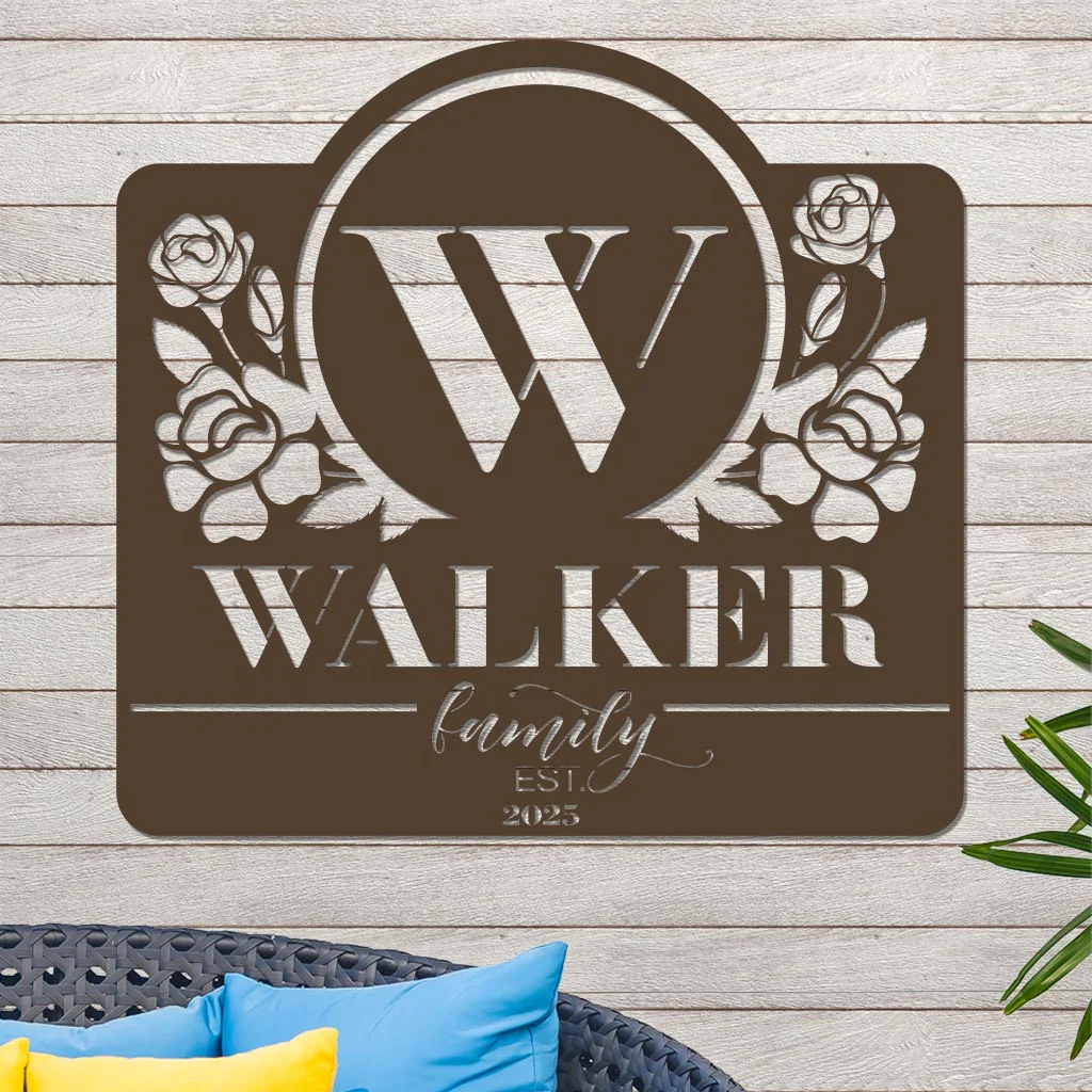 Initial Family Name and Established Year with Roses - Image 7