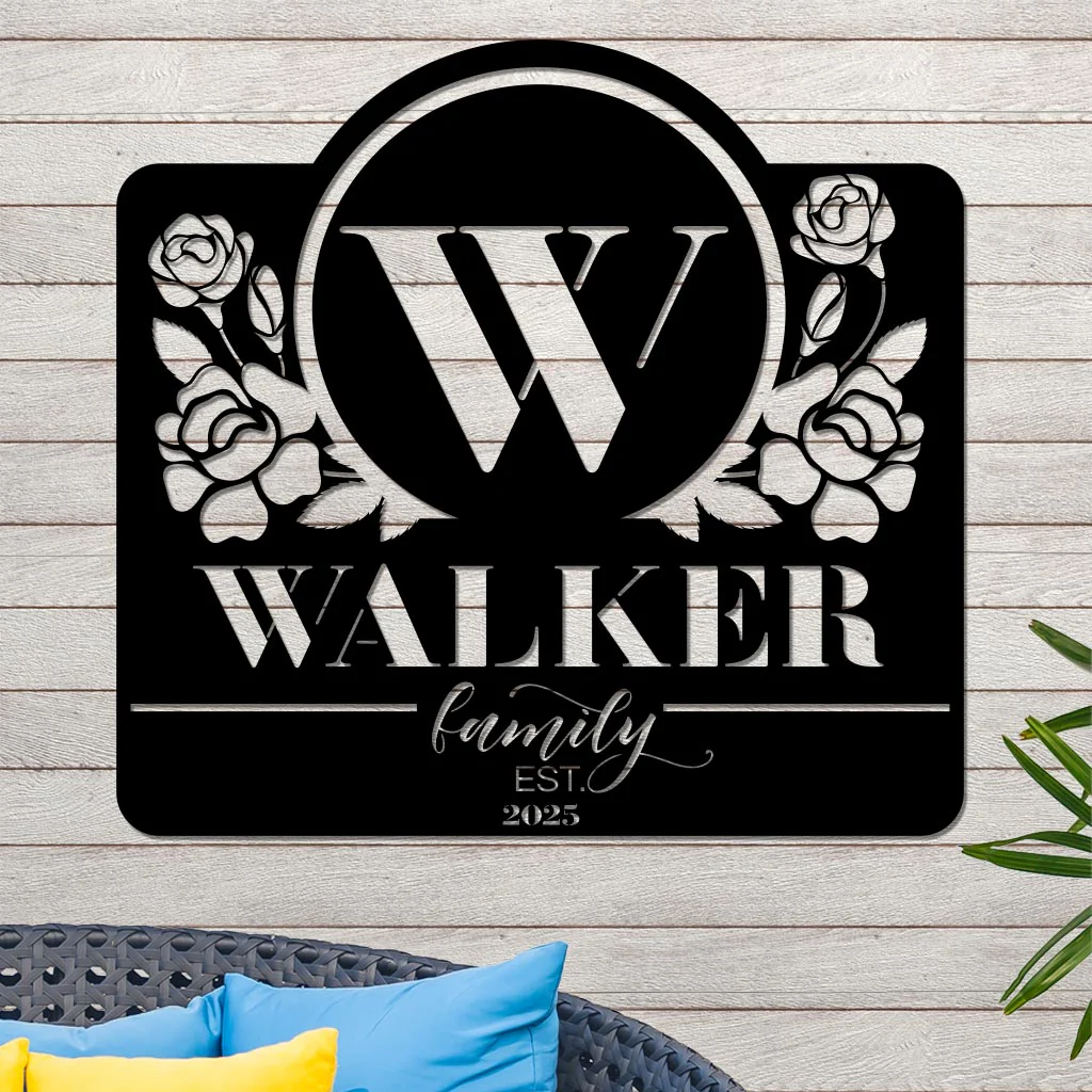Initial Family Name and Established Year with Roses - Image 8