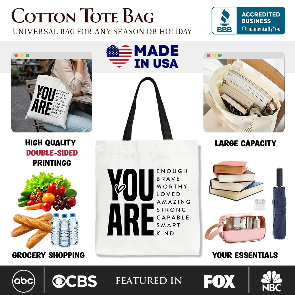 Inspirational Words Canvas Tote Bag, Minimalist Gift Shopper for Encouraging and Loving Significant Others - Image 2