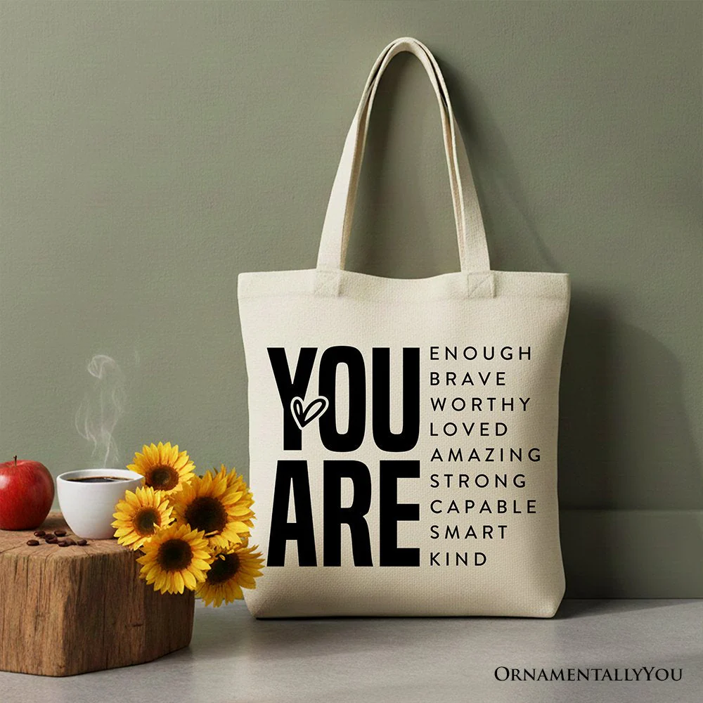 Inspirational Words Canvas Tote Bag, Minimalist Gift Shopper for Encouraging and Loving Significant Others - Image 4