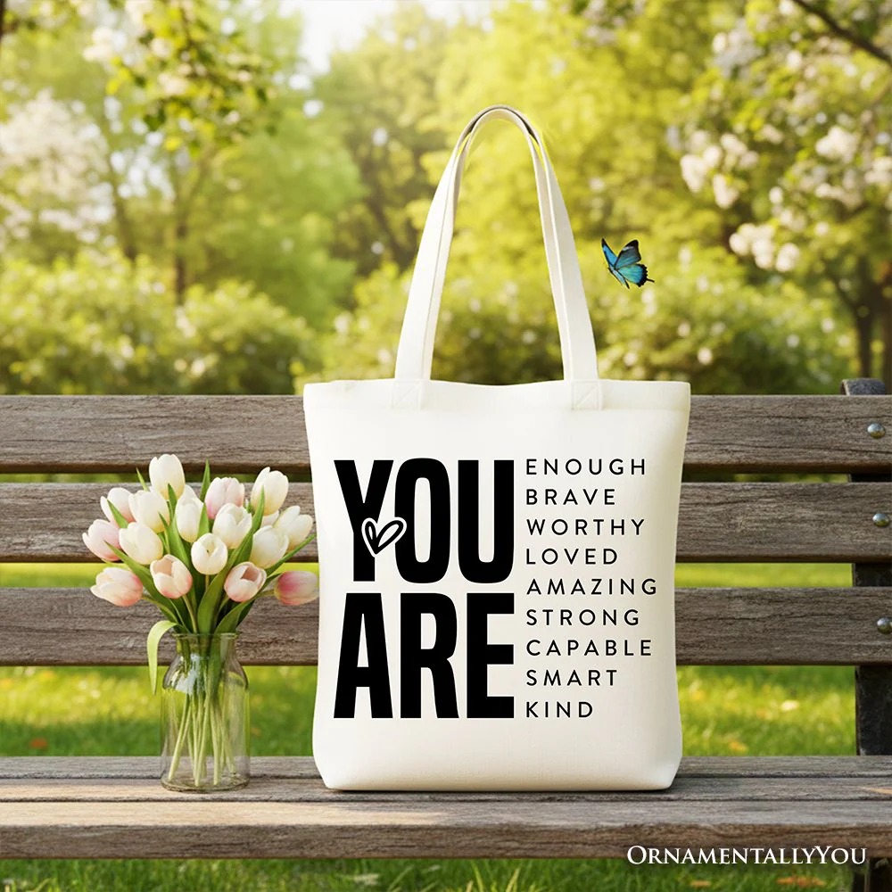 Inspirational Words Canvas Tote Bag, Minimalist Gift Shopper for Encouraging and Loving Significant Others - Image 5