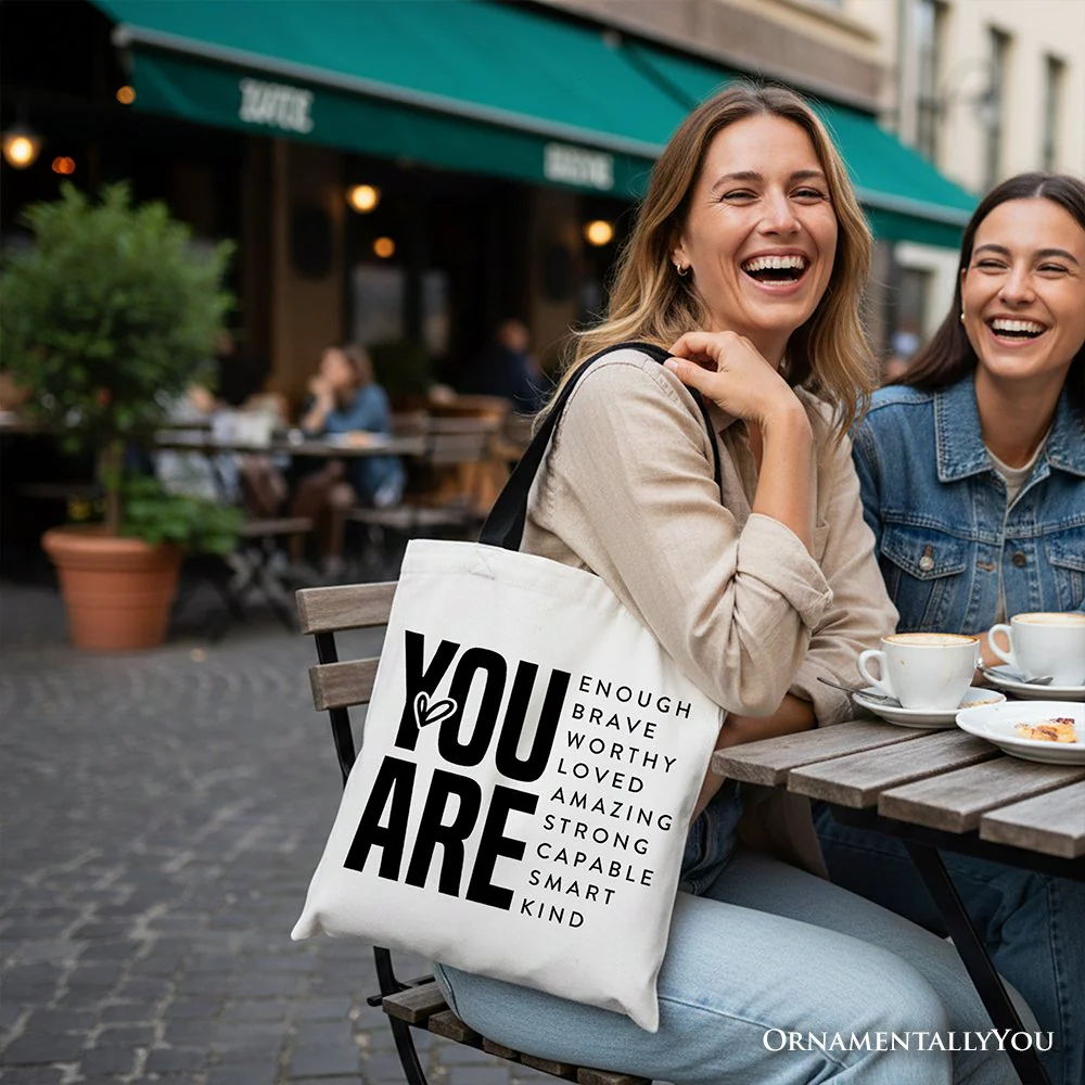 Inspirational Words Canvas Tote Bag, Minimalist Gift Shopper for Encouraging and Loving Significant Others - Image 6