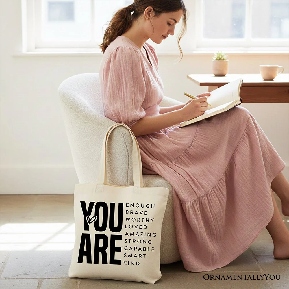Inspirational Words Canvas Tote Bag, Minimalist Gift Shopper for Encouraging and Loving Significant Others - Image 7