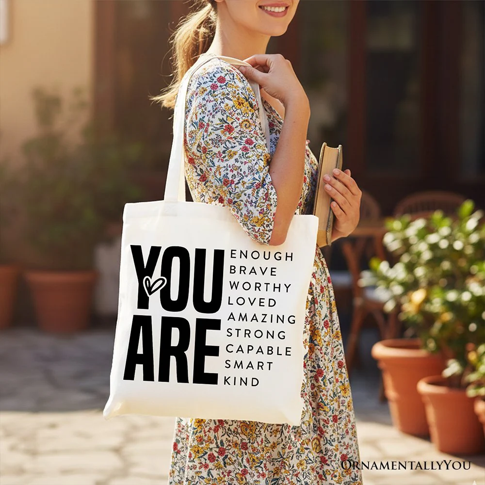 Inspirational Words Canvas Tote Bag, Minimalist Gift Shopper for Encouraging and Loving Significant Others - Image 8