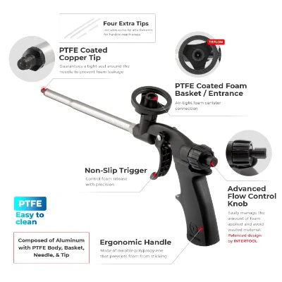 Intertool Foam Dispensing Gun - PTFE Basket & Needle with 6mm Tip - Image 2