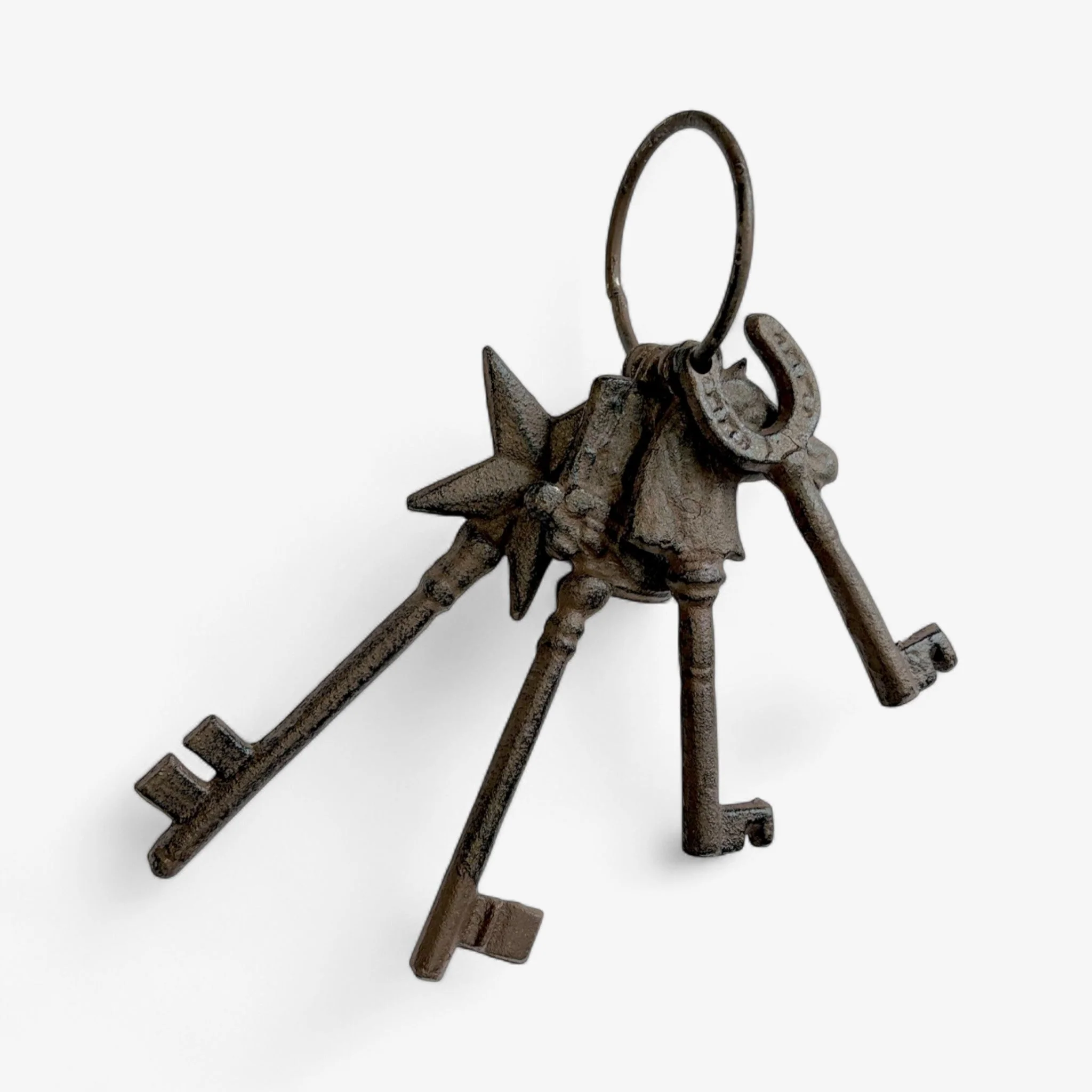 Antique Key Set with Ring, Rustic Cast Iron Home Decor Accents - Image 7