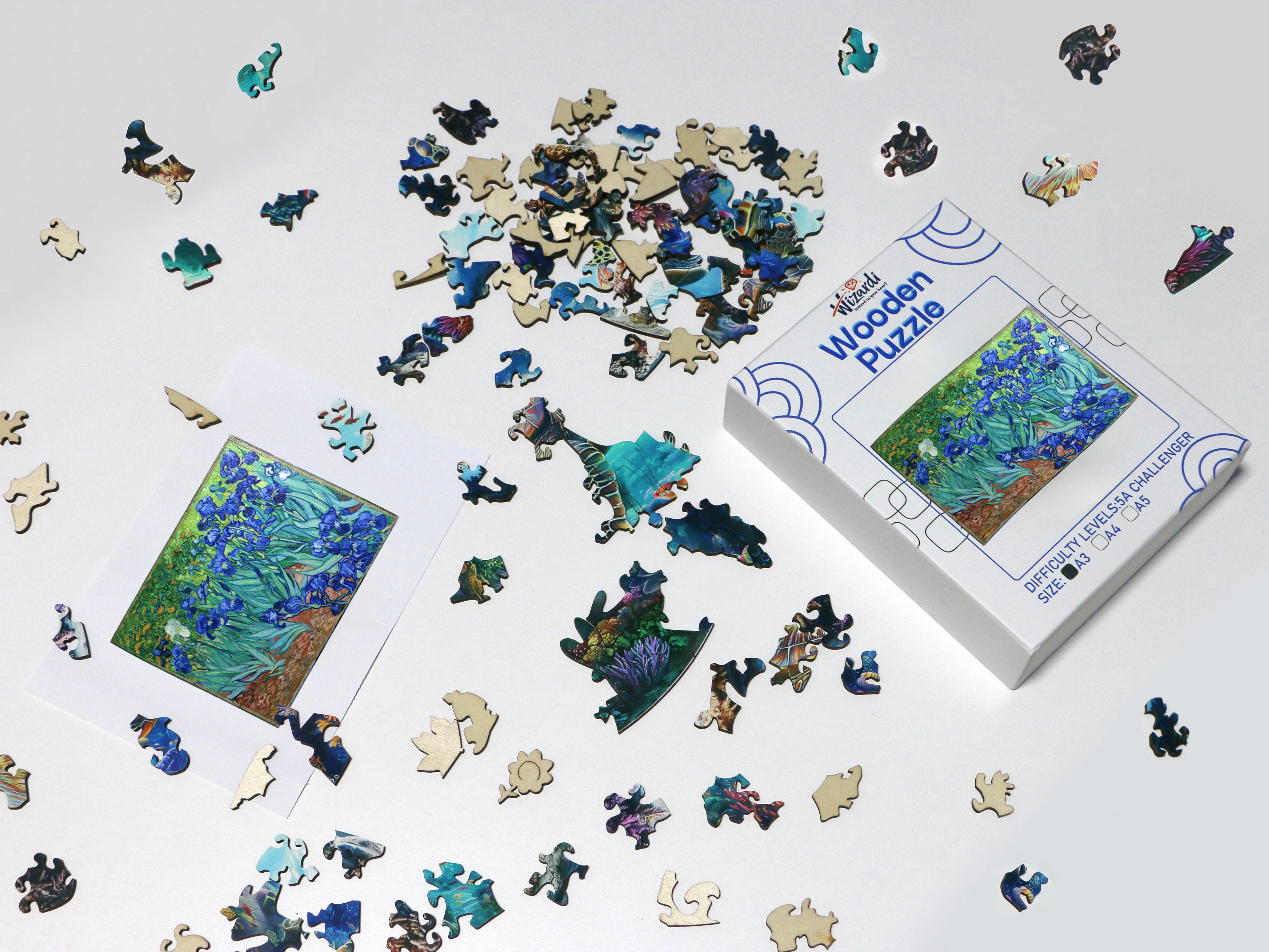 Irisai after Vincent Van Gogh - Jigsaw Wooden Puzzle by Wizardi F07N9-12 - Image 2