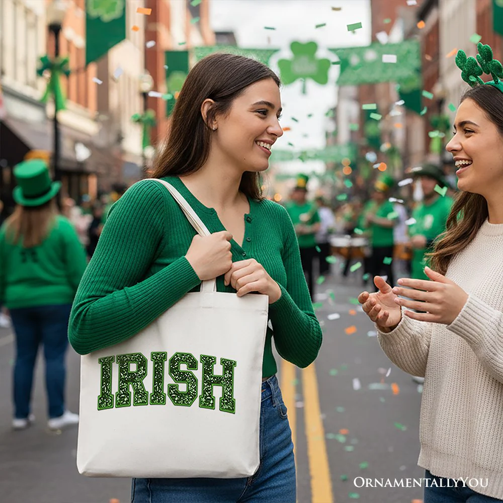 Irish Sequin Imitation Canvas Tote Bag, Festive St Patricks Day Gift Bag - Image 4