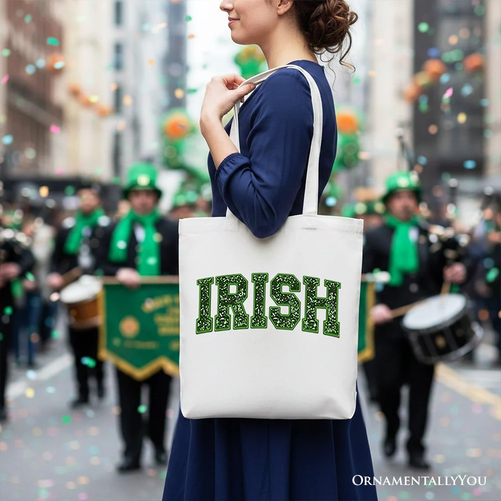 Irish Sequin Imitation Canvas Tote Bag, Festive St Patricks Day Gift Bag - Image 5