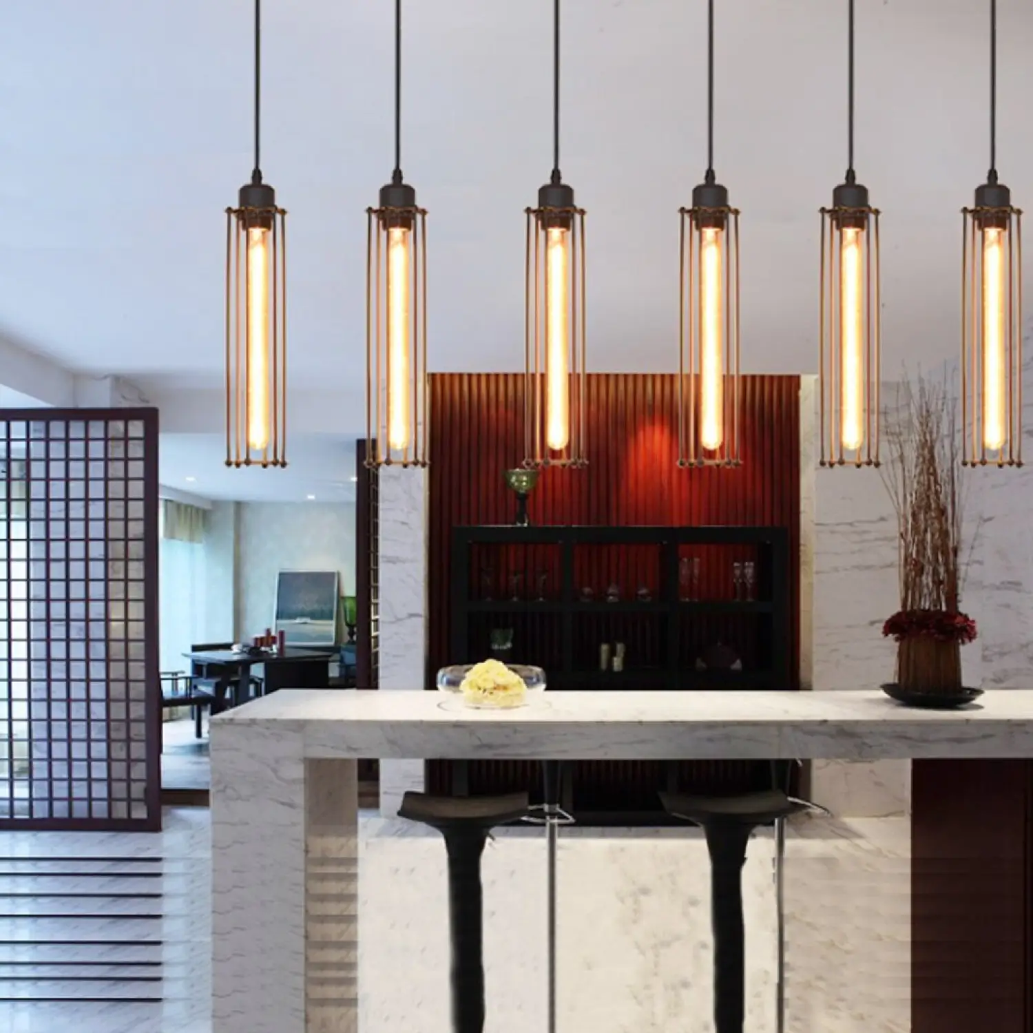 Iron Chandelier with Metal Cage Design for Modern Spaces - Image 3