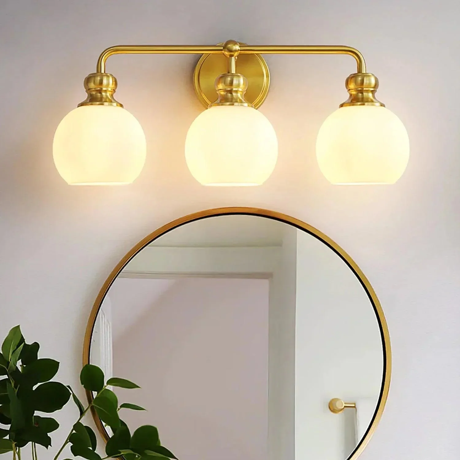 Irvine Gold Modern Frosted Glass 3-Light Vanity Light - Image 5