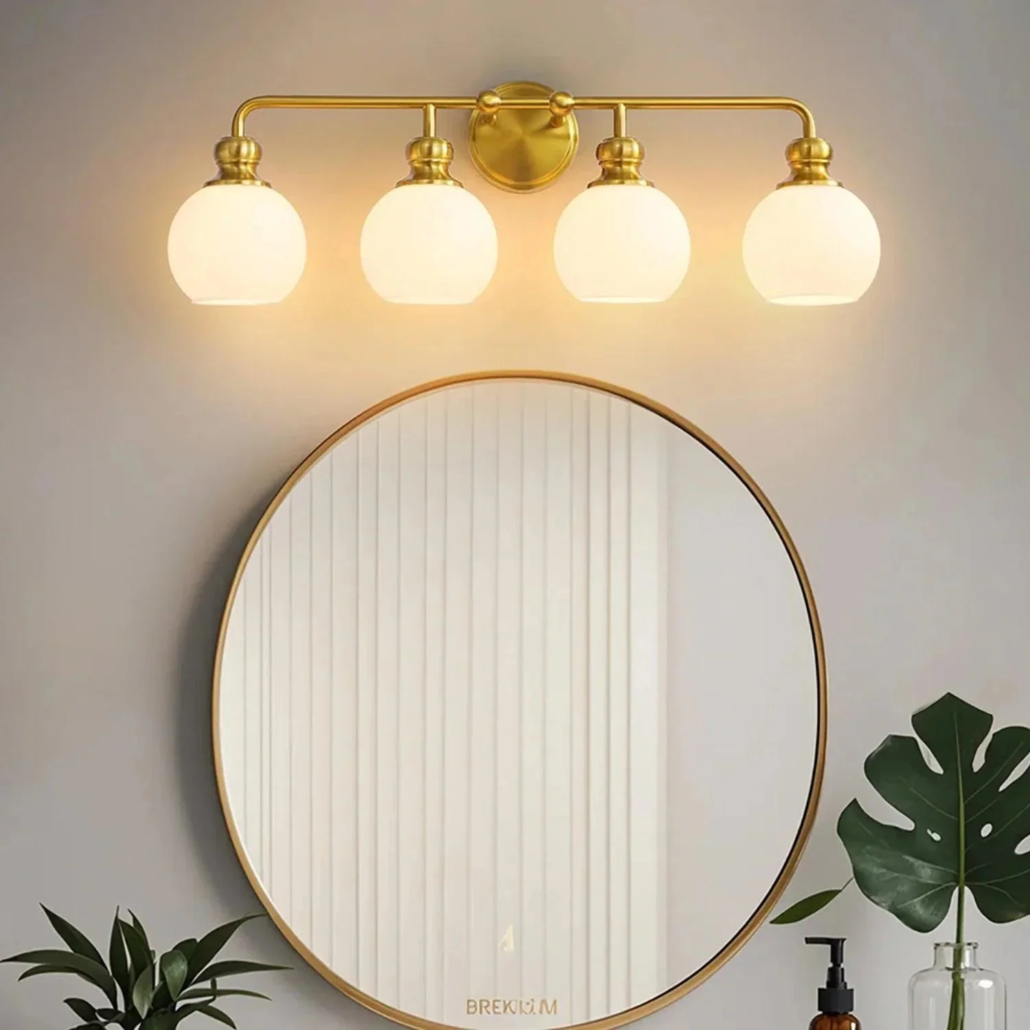 Irvine Gold Modern Frosted Glass 4-Light Vanity Light - Image 7