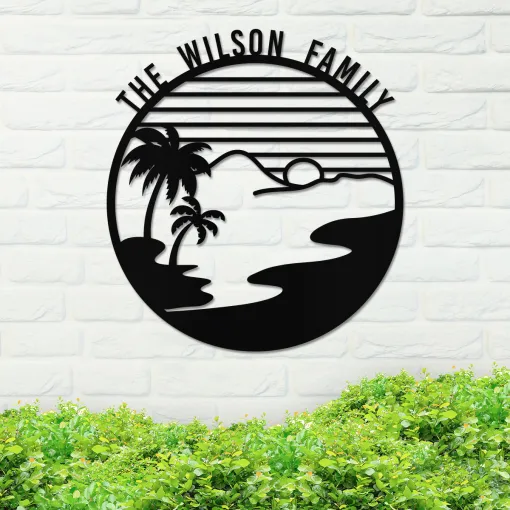Island Sunset Circle Name Sign - Image 4
