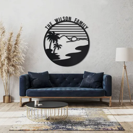 Island Sunset Circle Name Sign - Image 6
