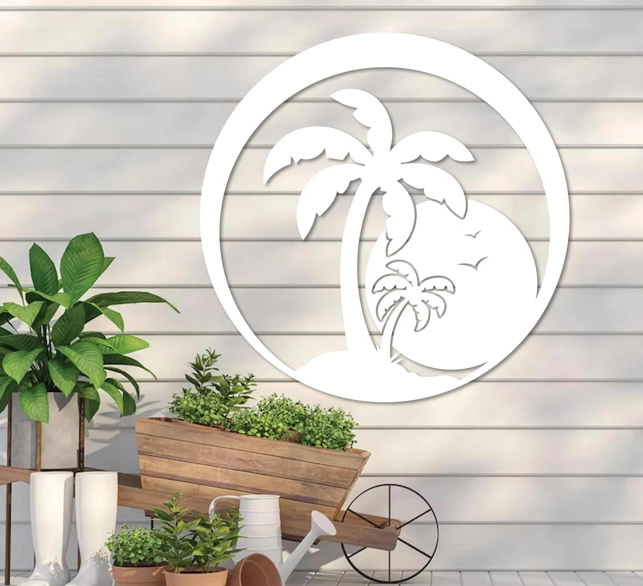 Island Sunset Palm Sign - Image 12