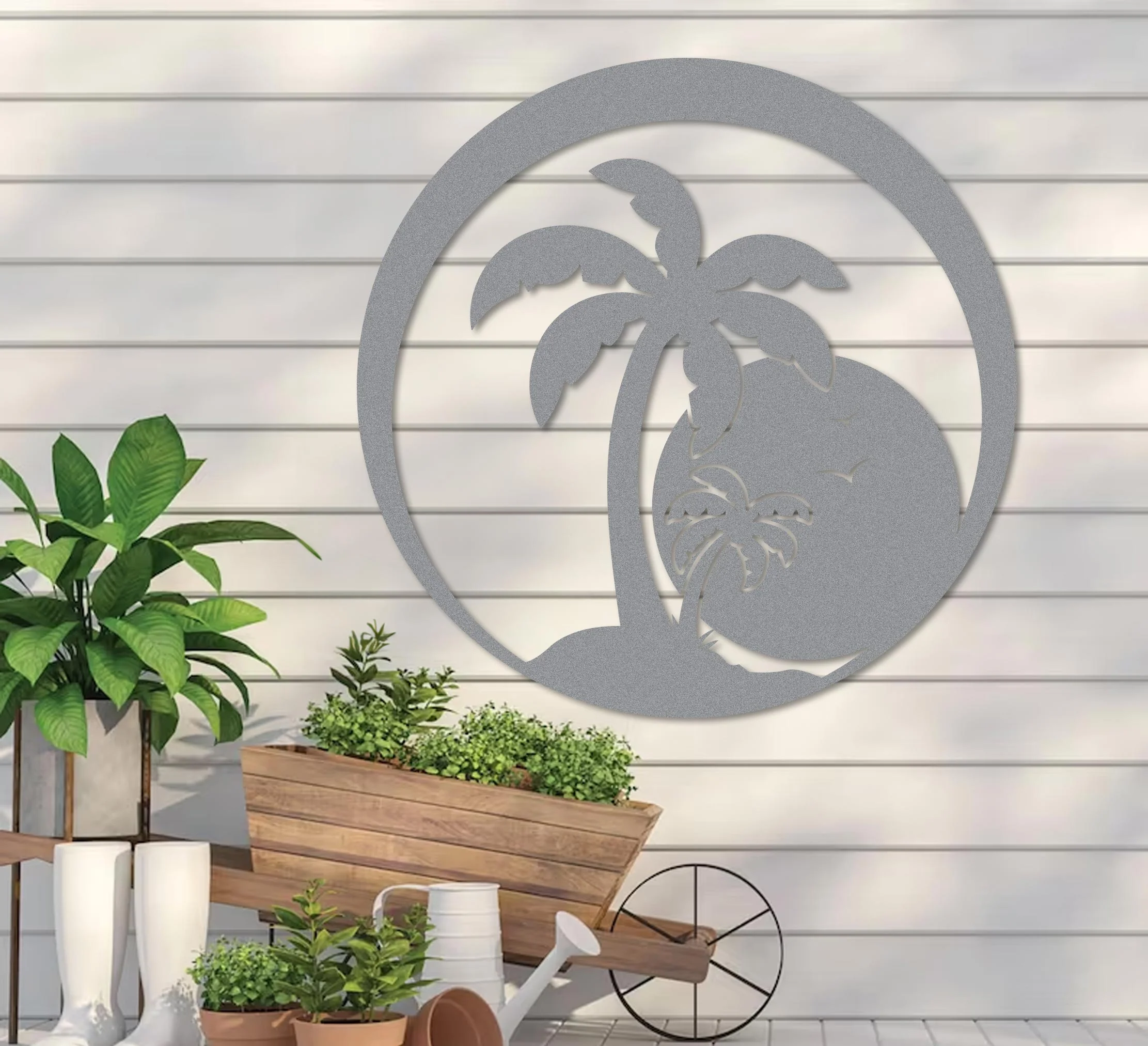 Island Sunset Palm Sign - Image 13