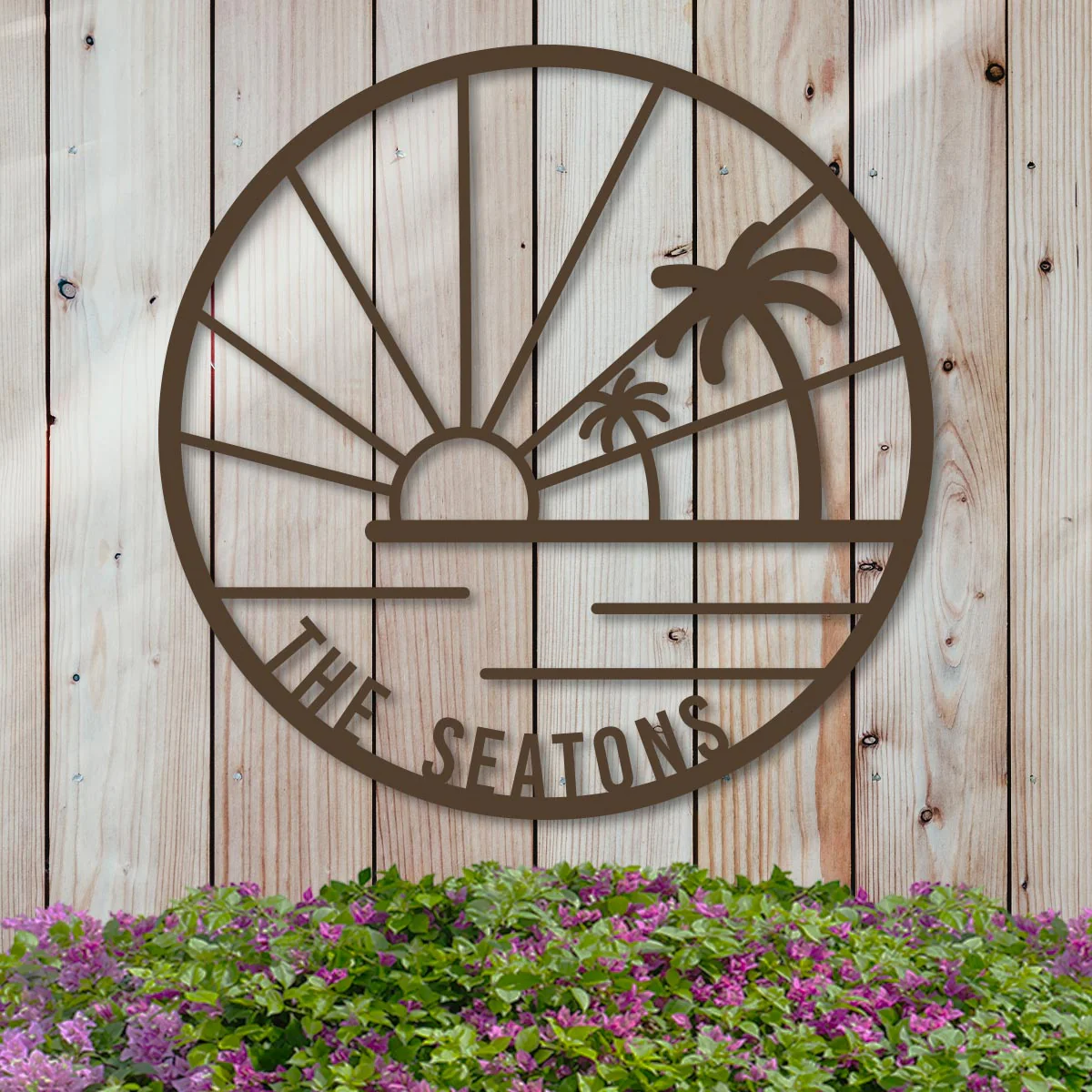 Island Sunset Palms Circle Name Sign - Image 10
