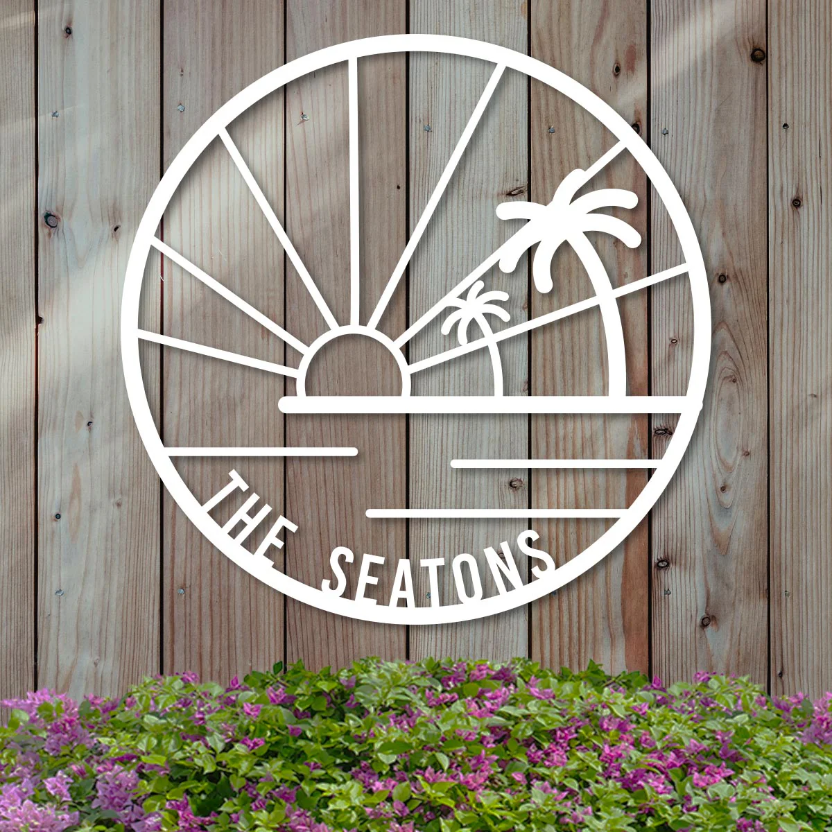 Island Sunset Palms Circle Name Sign - Image 2