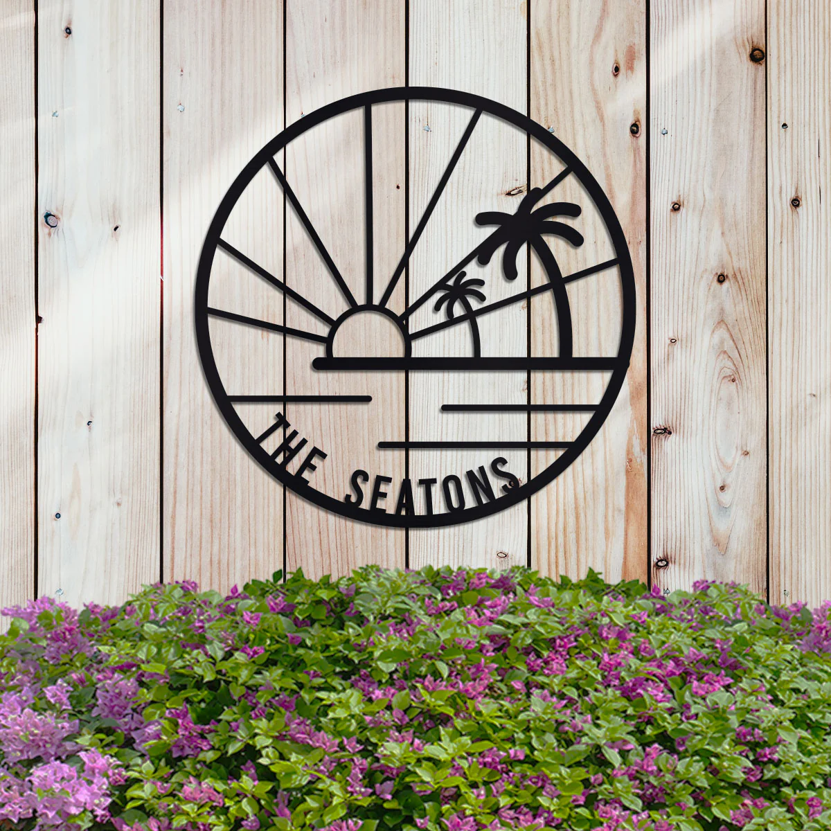 Island Sunset Palms Circle Name Sign - Image 3