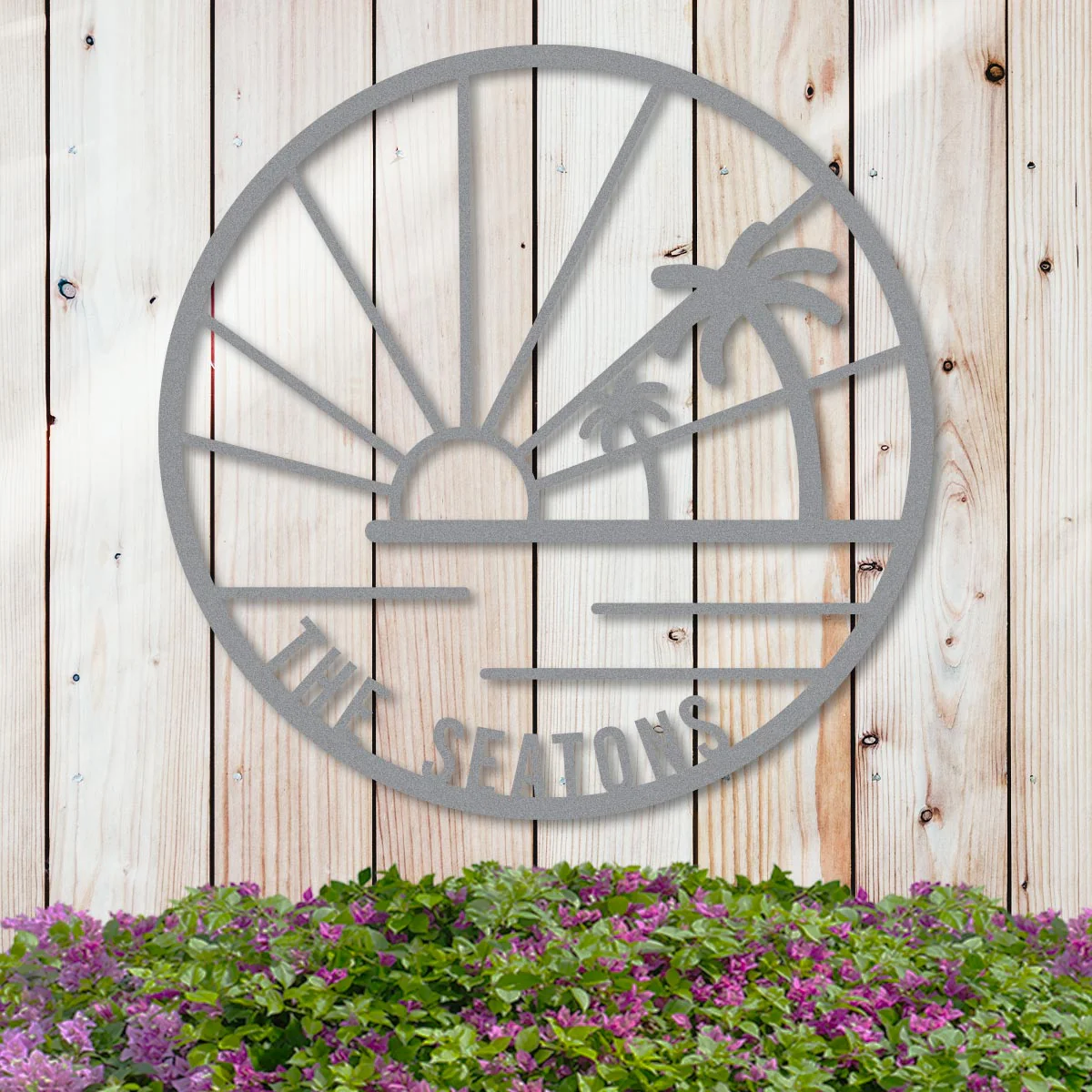 Island Sunset Palms Circle Name Sign - Image 6