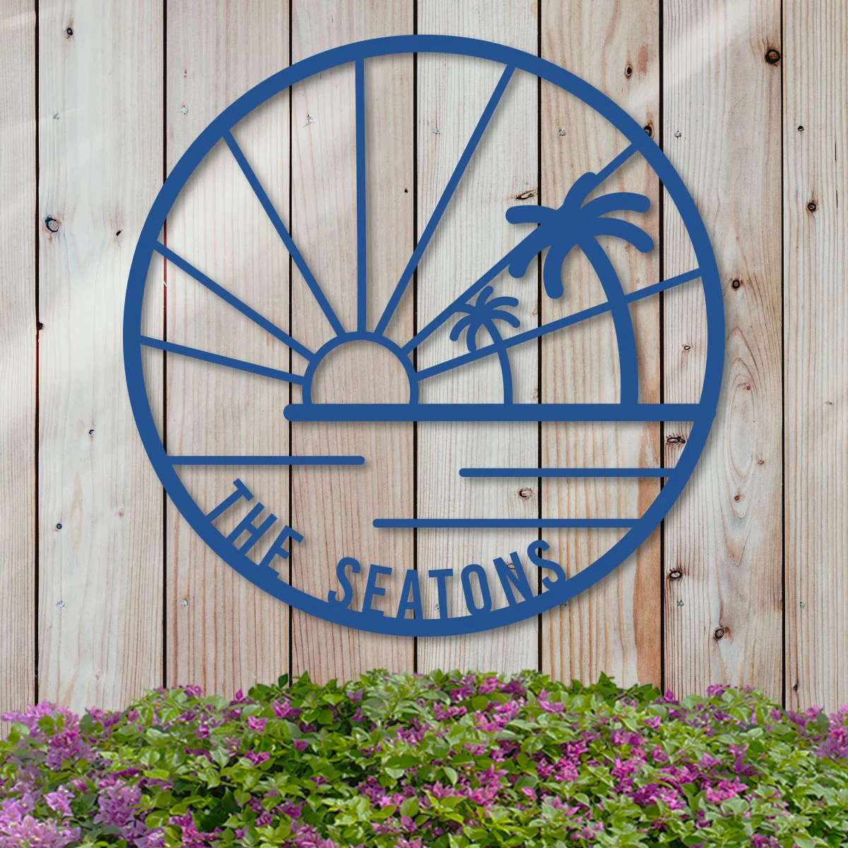 Island Sunset Palms Circle Name Sign - Image 7