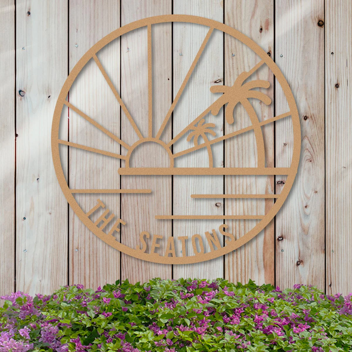 Island Sunset Palms Circle Name Sign - Image 8