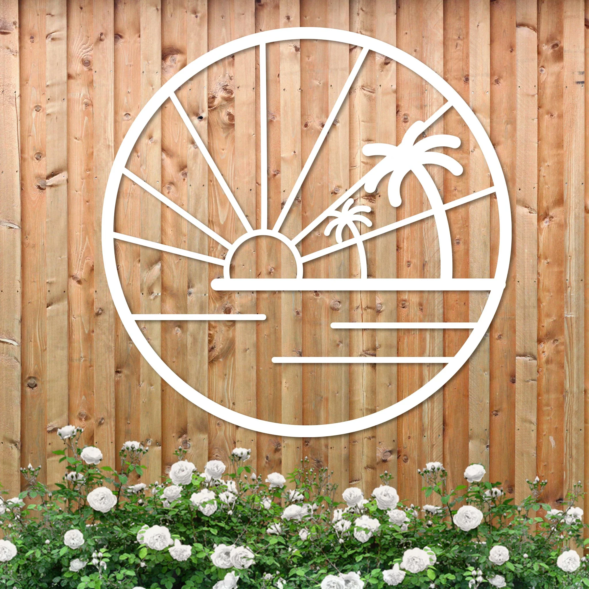 Island Sunset Palms Circle Sign - Image 2