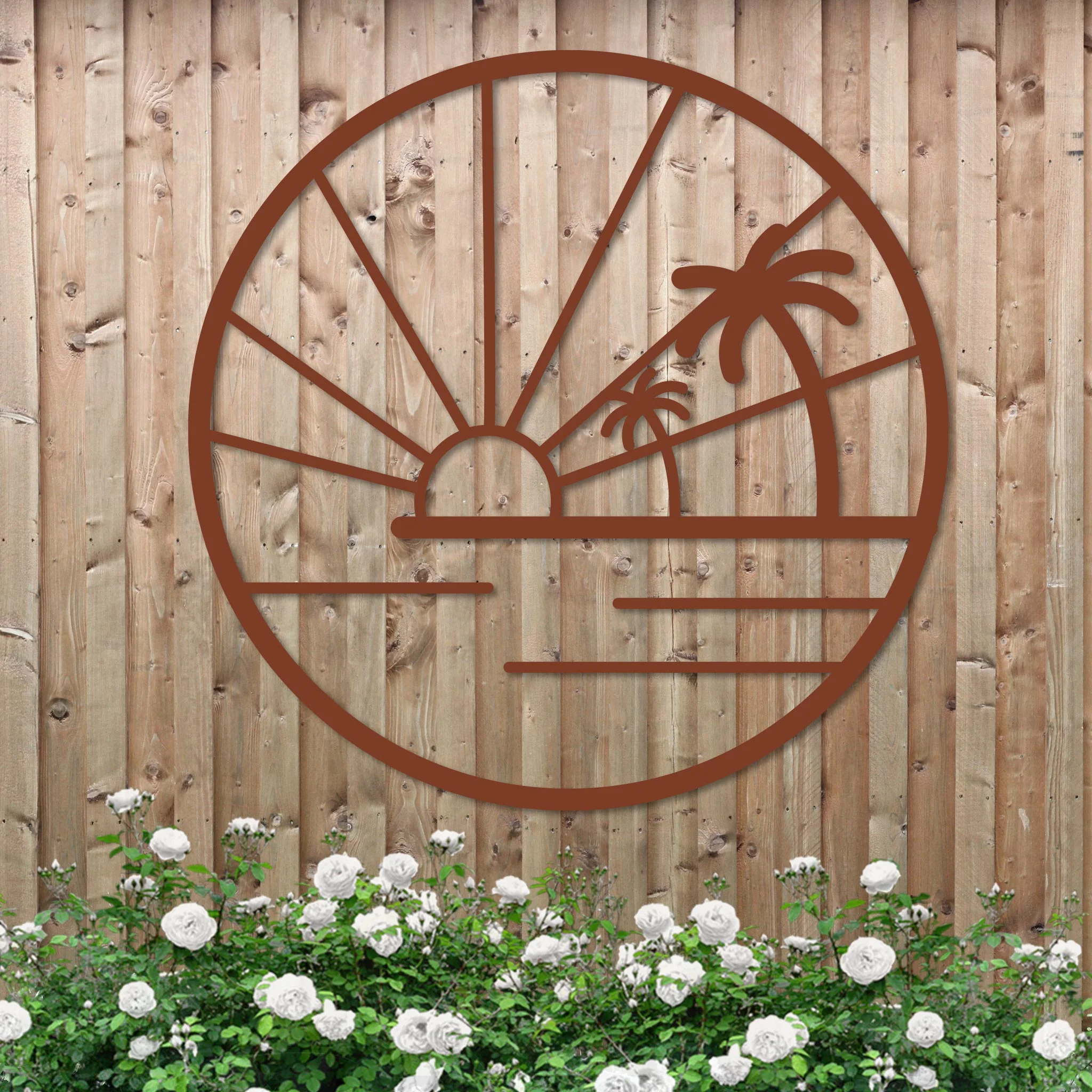 Island Sunset Palms Circle Sign - Image 6