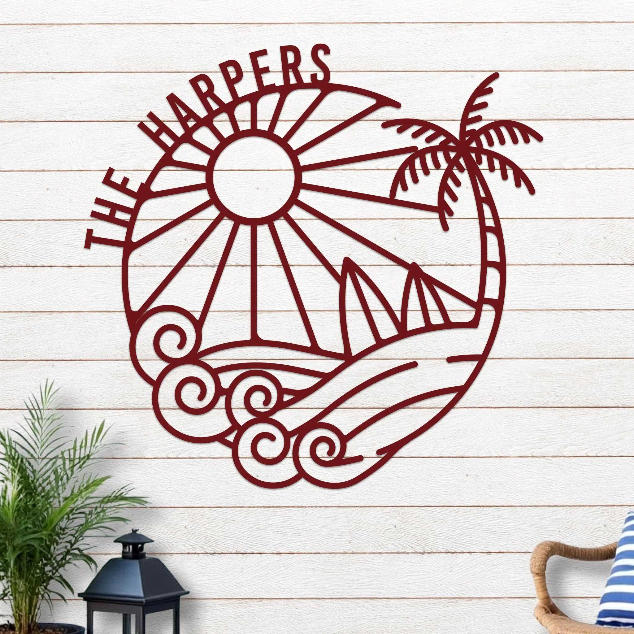 Island Sunset Surf Circle Name Sign - Image 11